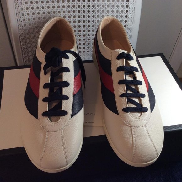 Gucci Man Sneakers Hebron White Leather DM81 - Picture 3 of 15